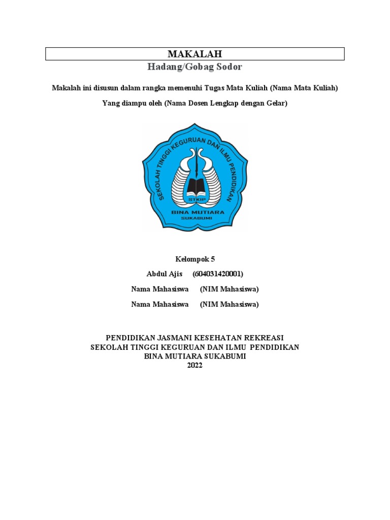 Makalah Hadang Atau Gobag Sodor | PDF | Karier & Perkembangan