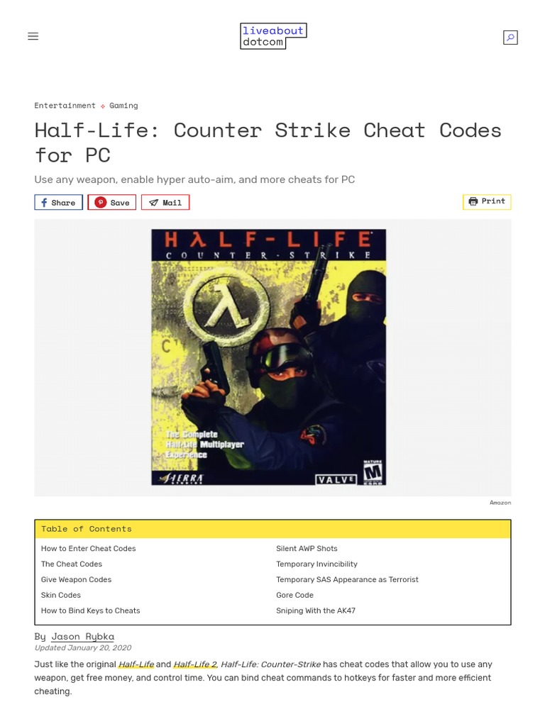 HalfLife Counter Strike Cheat Codes For PC Download Free PDF Cheating In Video Games