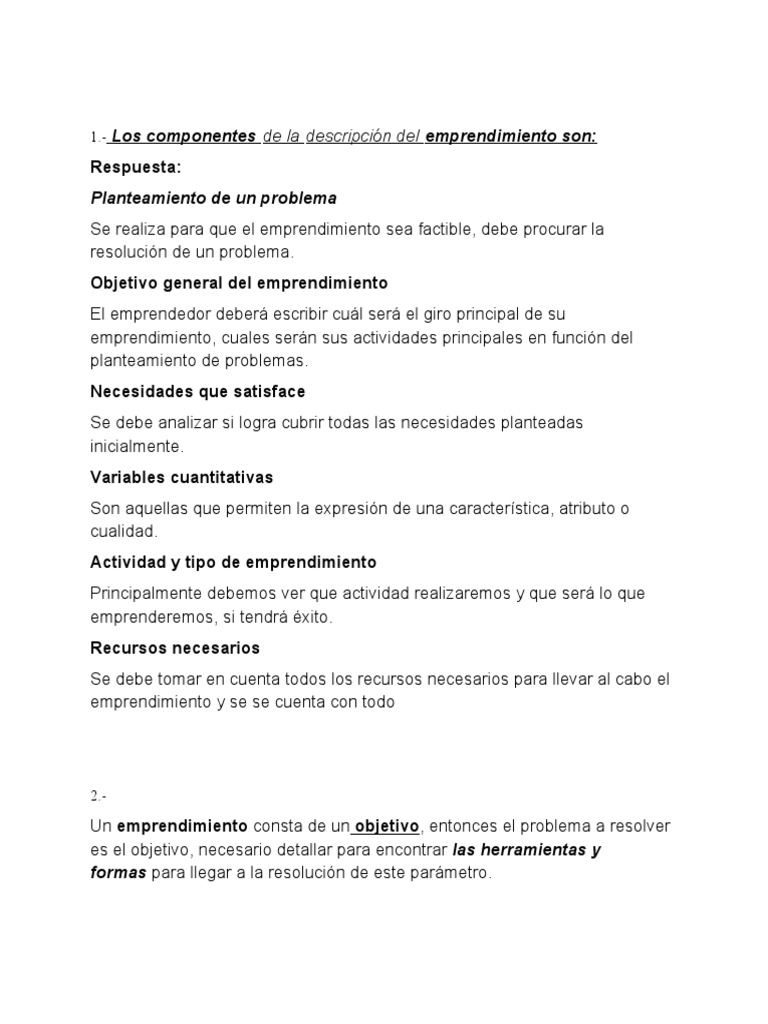 Examen de Emprendimiento | PDF | Crecimiento personal y profesional