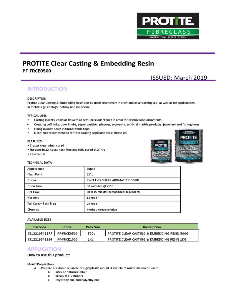 Tds Protite Fibreglas Clear Casting Resin PDF Casting Fiberglass