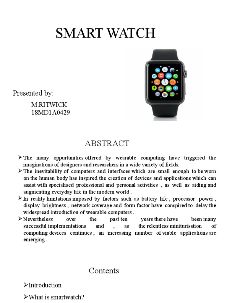 Introduction to Smart Watches | PDF | Smartwatch | Watch