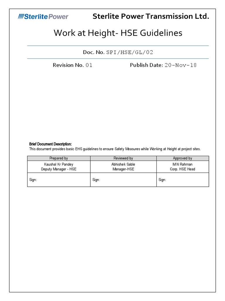 HSE Guidelines for Working at Height | PDF | Scaffolding | Personal ...