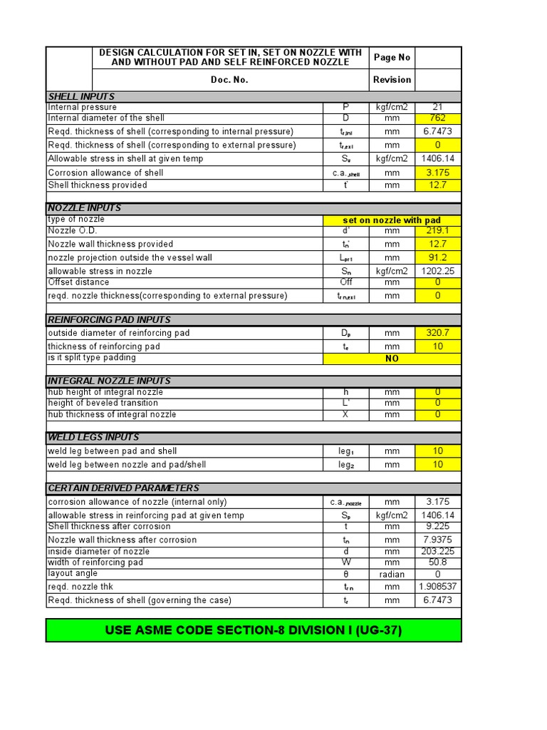 Nozzle And Reinforcement Pdf Mechanical Engineering Metrology