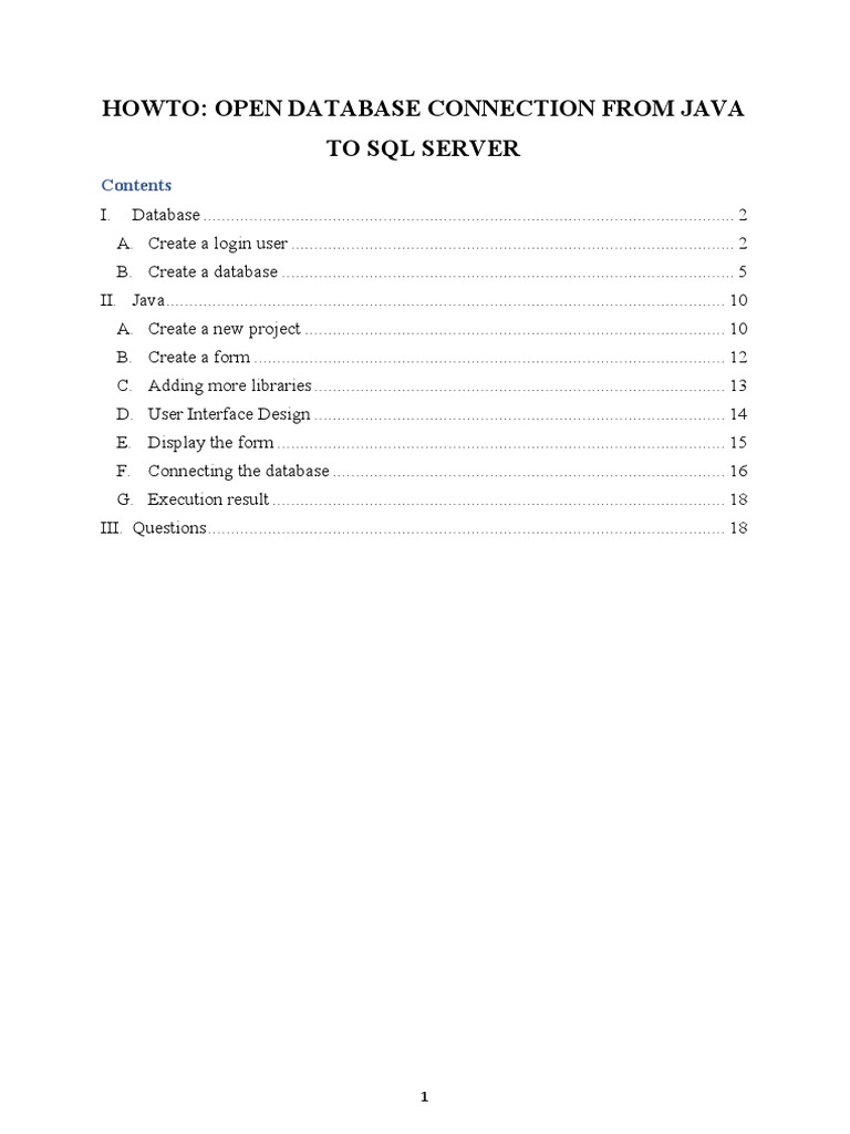 Connection From Java To SQL Server EN | PDF | Databases | Microsoft Sql ...