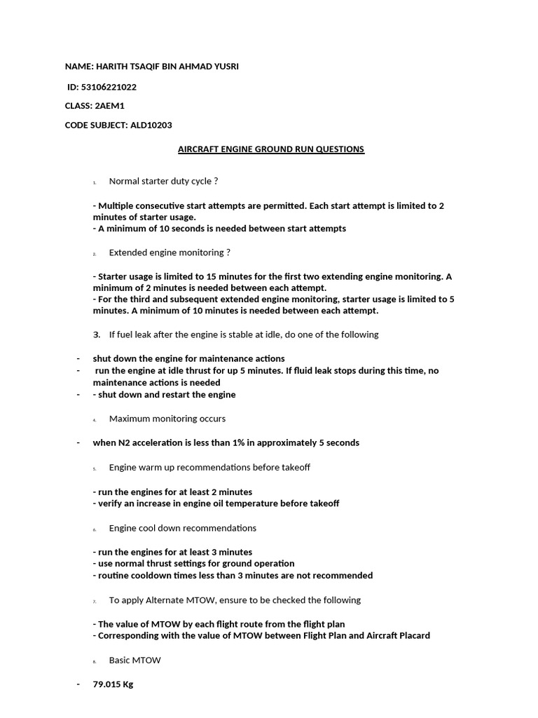 Aircraft Engine Ground Run Procedures | PDF | Horsepower | Engines