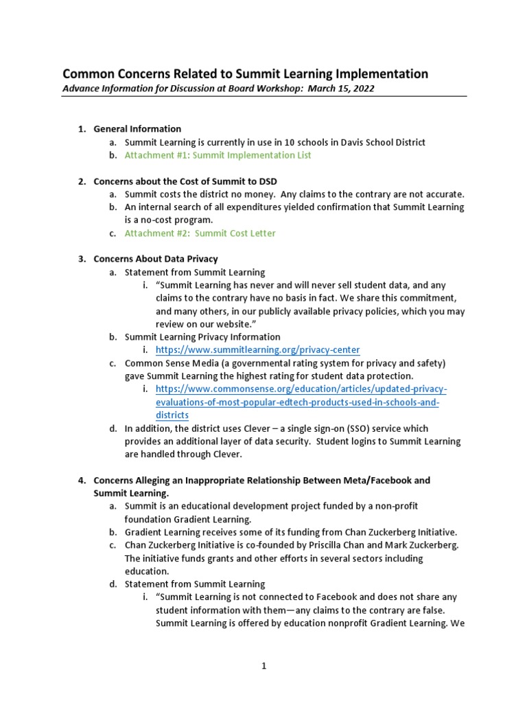 Summit Learning Concerns Overview | PDF | Business