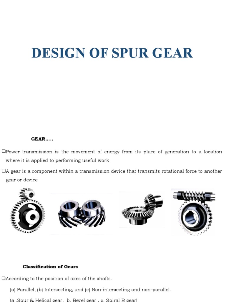 Design of Spur Gear PDF Gear Wear