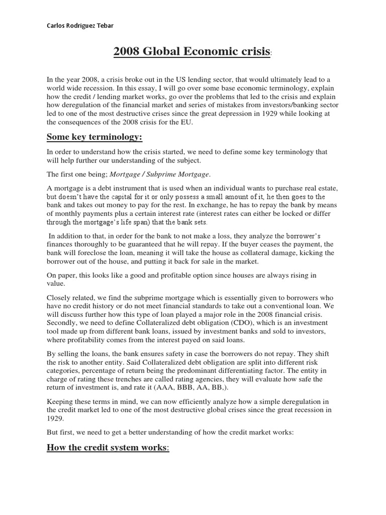 2008 Financial Crisis Explained | PDF | Mortgage Loan | Collateralized ...