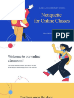 Blue Red and Yellow Illustrative Classroom Rules and Online Etiquette Education Presentation