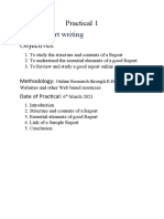 Report Writing: Practical 1 Title: Objectives