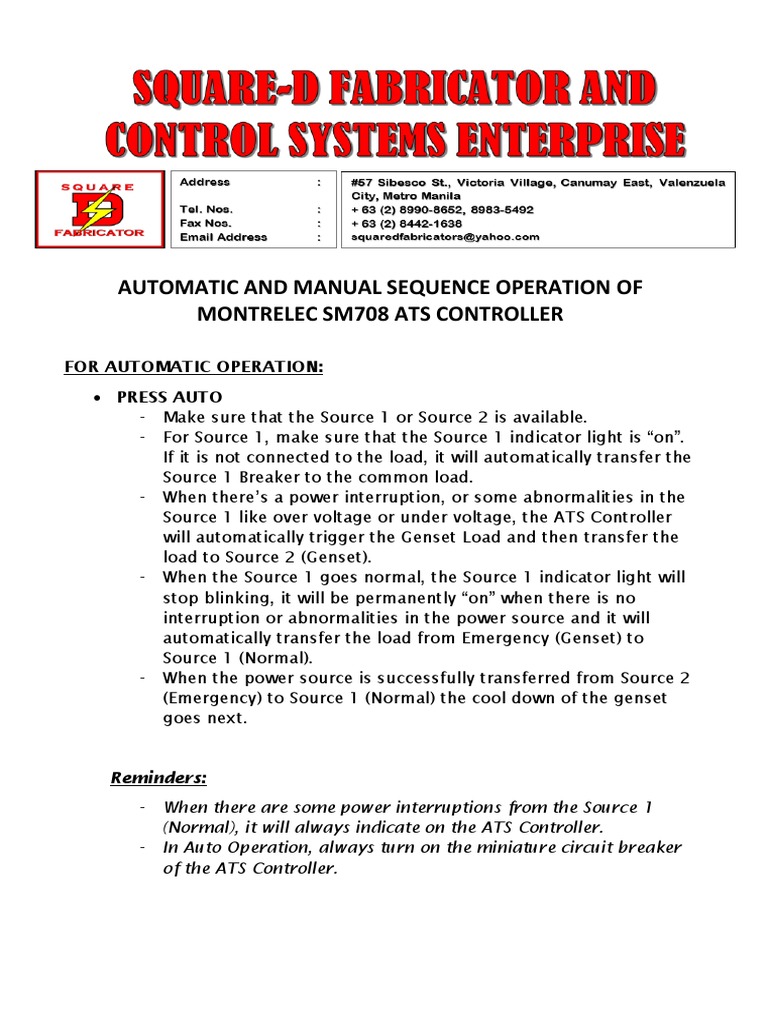 Montrelec SM708 ATS Operation Guide | PDF | Electronic Engineering ...
