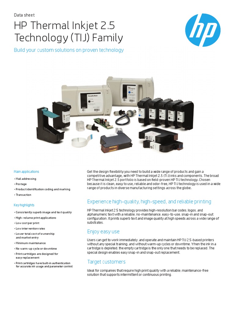 Thermal Inkjet Technology HP PDF Printer Ink