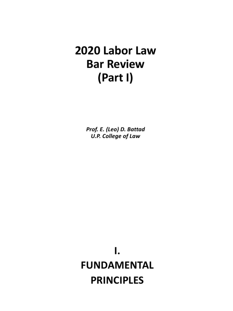 2020 BAR - Labor Law, Part I | Download Free PDF | Employment | Labour Law