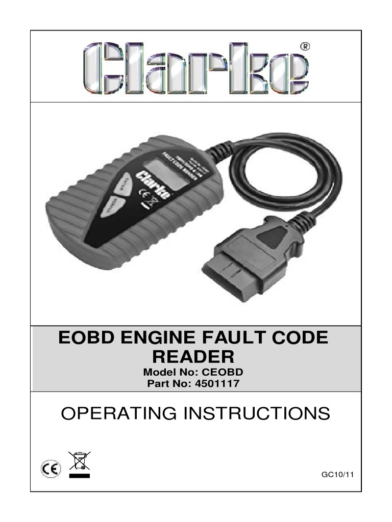 Eobd Engine Fault Code Reader Operating Instructions PDF Fuel