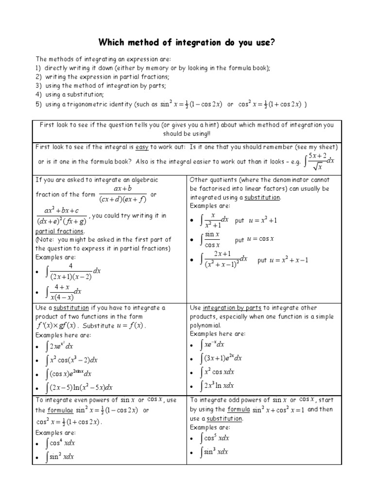 Choosing the Right Integration Method | PDF