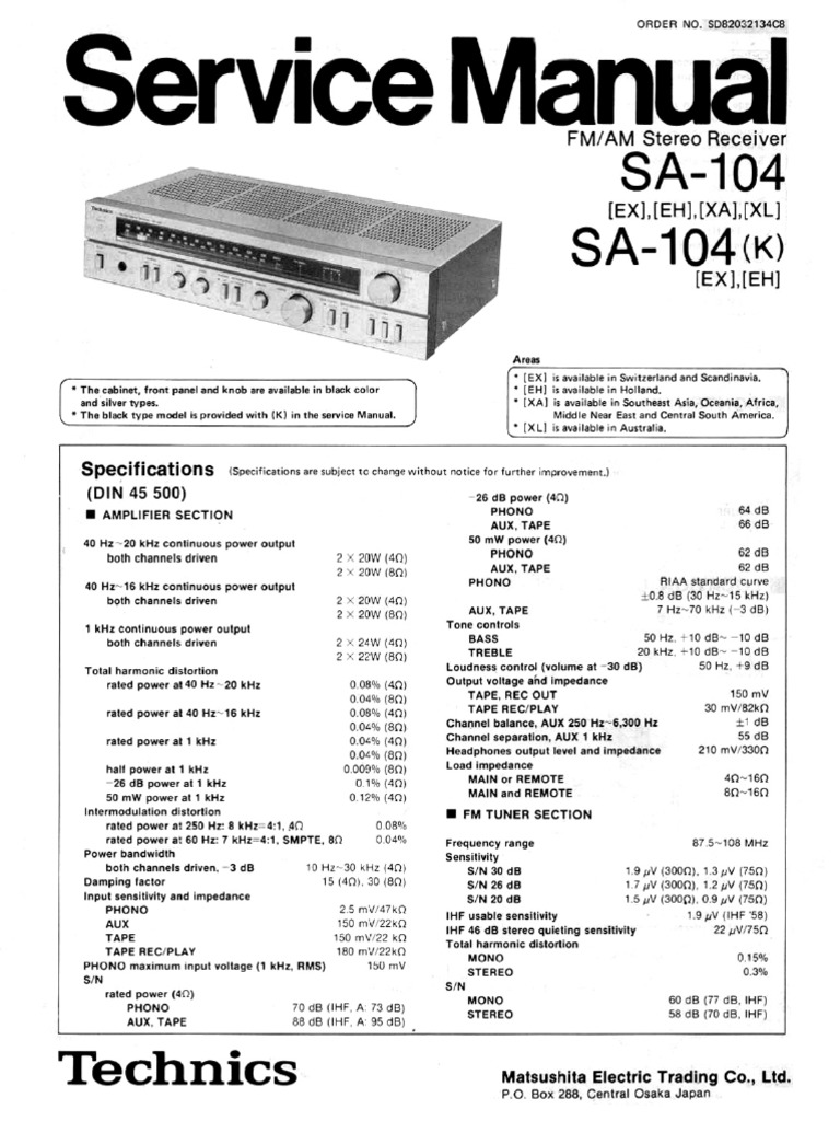 Hfe Technics Sa-104 Service | PDF