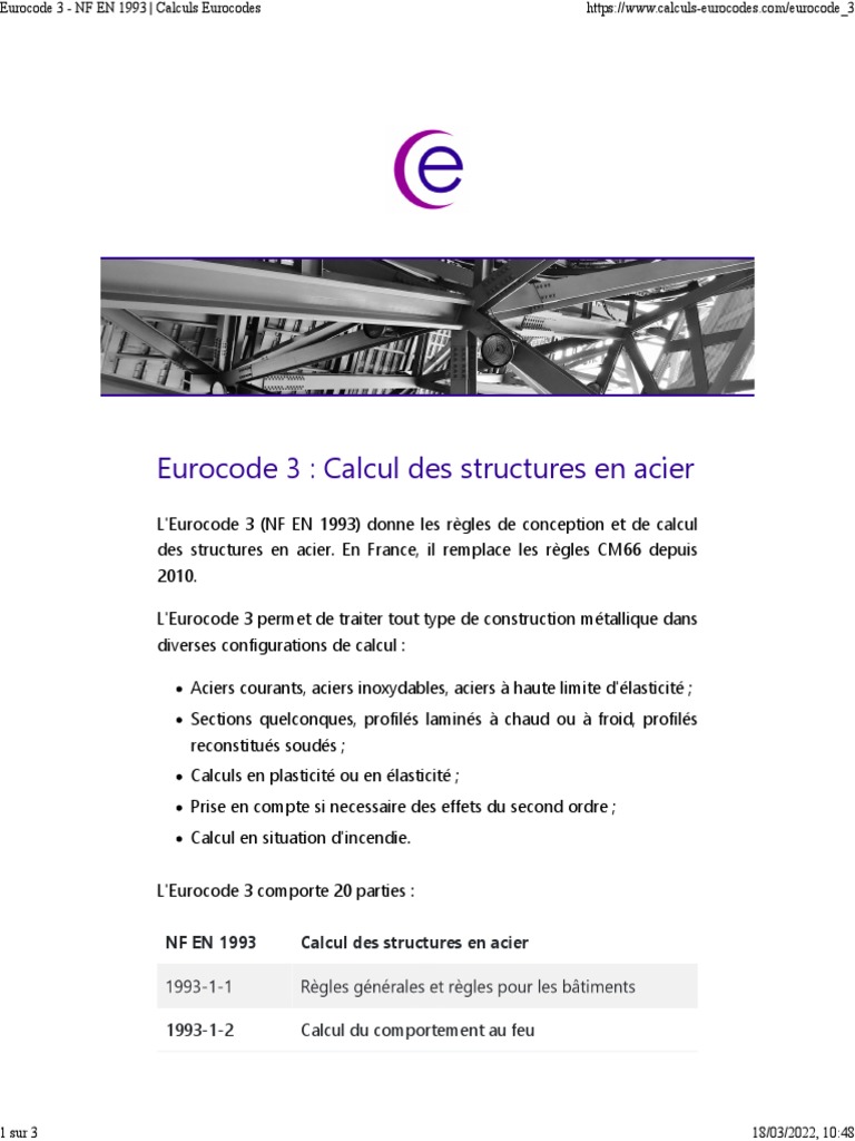 Eurocode 3 Sommaire | PDF | Acier | Résistance des matériaux