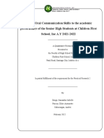 Effects Oral Communication Skills To The Academic Performance of The Senior High Students at Children First School Inc A.Y 2021 2022