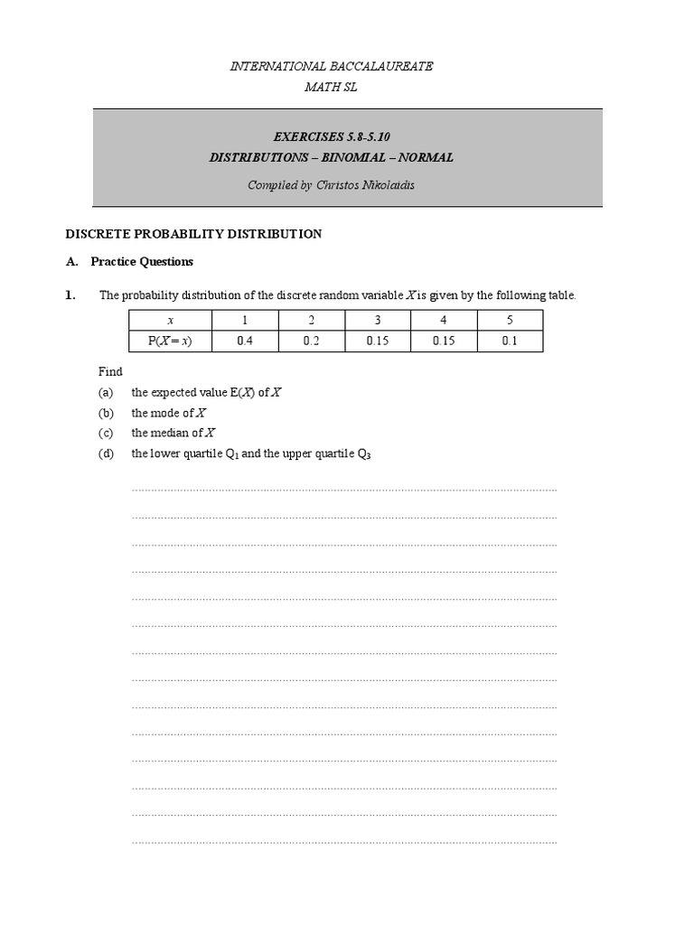 Distribution Practice | PDF | Probability Distribution | Variance