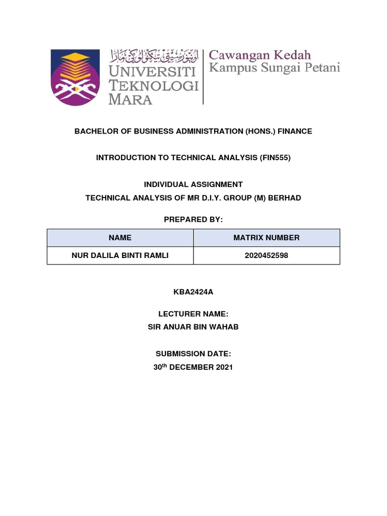 Individual Assignment Fin555 | PDF | Financial Markets | Technical Analysis