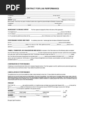 Artist Performance Contract