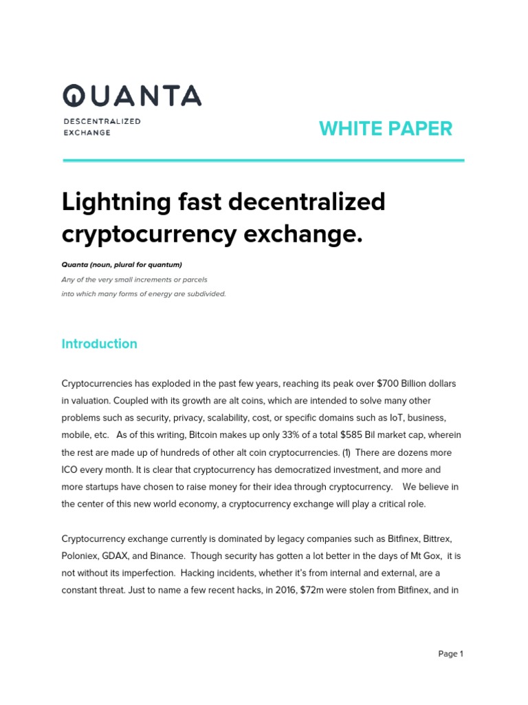 Lightning Fast Decentralized Cryptocurrency Exchange.: White Paper | PDF |  Cryptocurrency | Computer Network