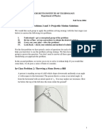 In-Class Problems 2 and 3: Projectile Motion Solutions