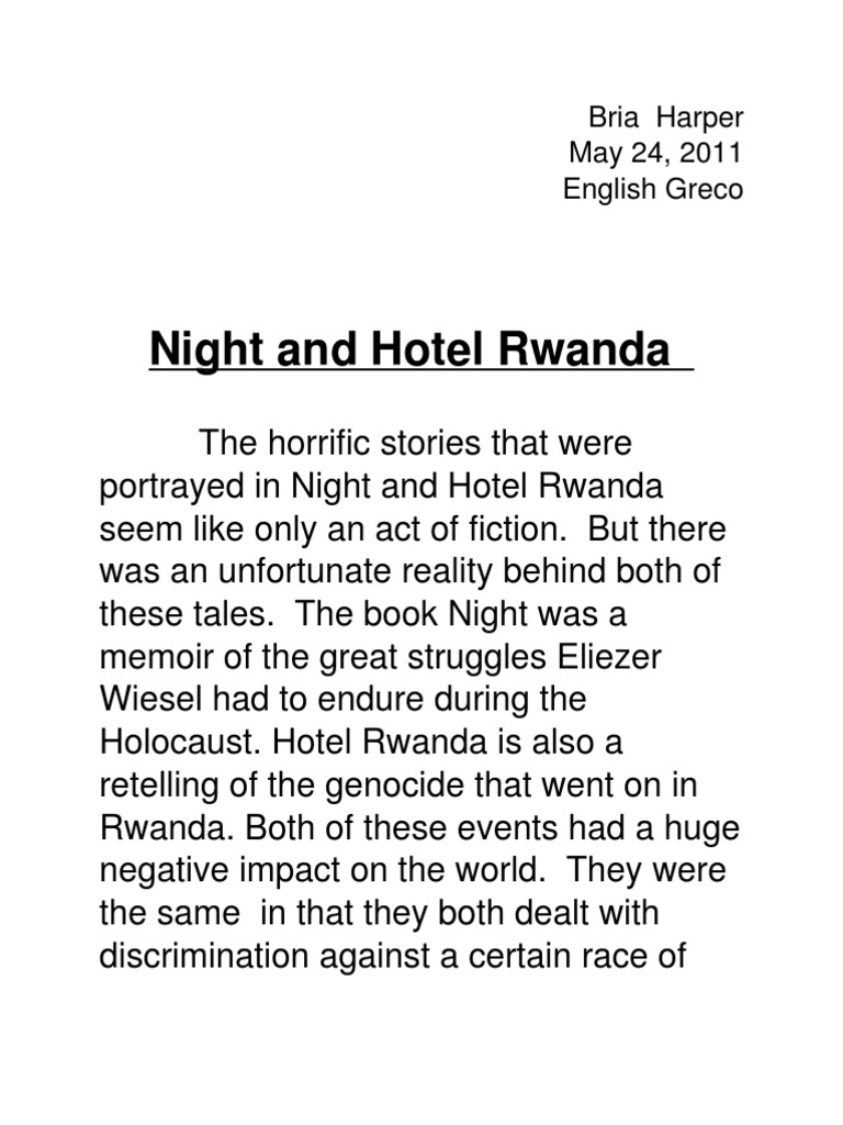Night and Hotel Rwanda Analysis | PDF | Rwandan Genocide | Hutu