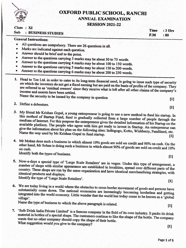 BST Question Paper | PDF