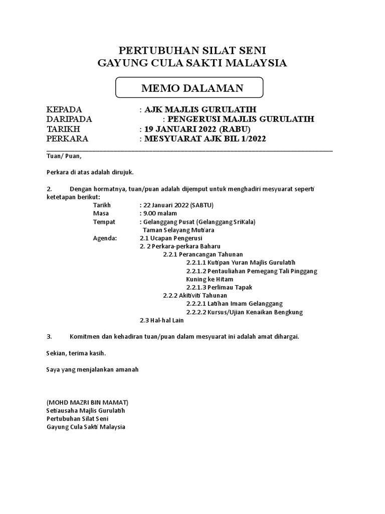 Memo Dalaman Silat PDF