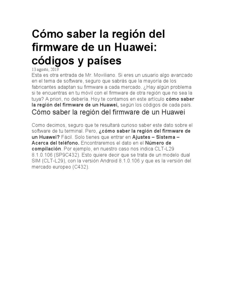 Cómo identificar región firmware Huawei | PDF | Android (sistema ...
