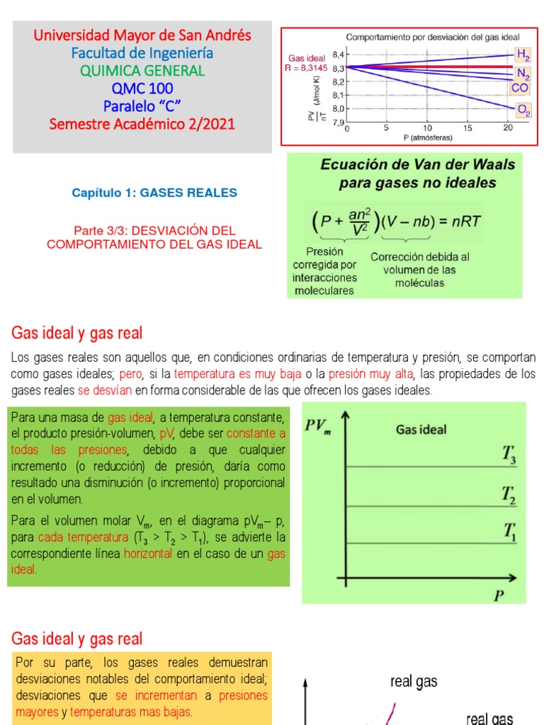 Desviaciones de Gases Reales vs. Ideales | PDF | Gases | Materiales ...