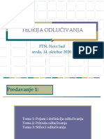 Teorija Odlučivanja: FTN, Novi Sad Sreda, 14. Oktobar 2020