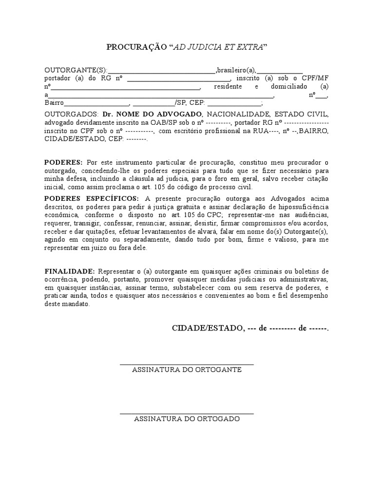 Modelo de Procuração para Advogado | PDF