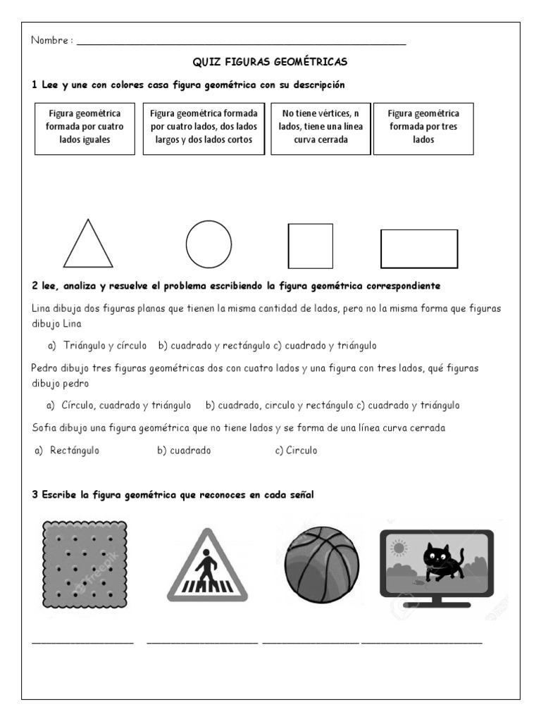 Quiz de Figuras Geométricas para Niños | PDF | Métodos y materiales de ...