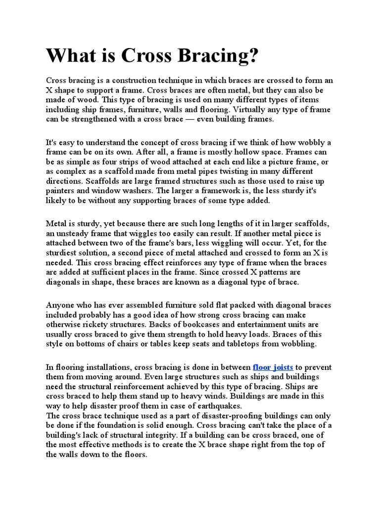 What Is Cross Bracing? Floor Joists PDF Scaffolding Framing (Construction)