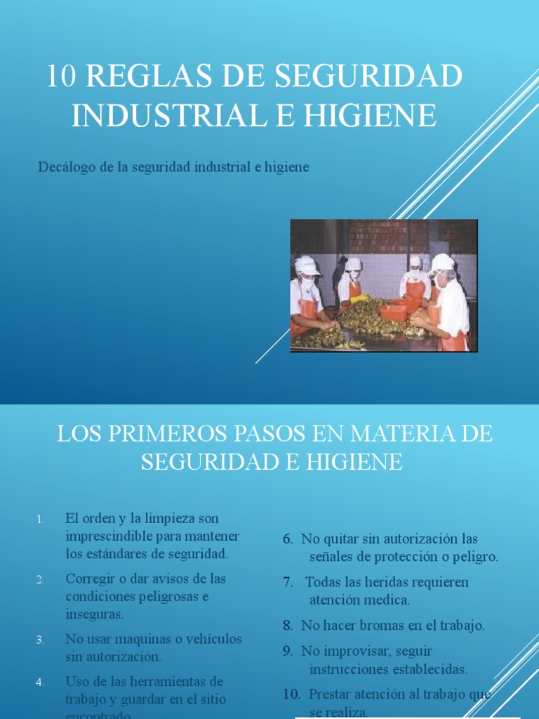 10 Reglas de Seguridad Industrial e Higiene | PDF | Hogar, jardinería y ...