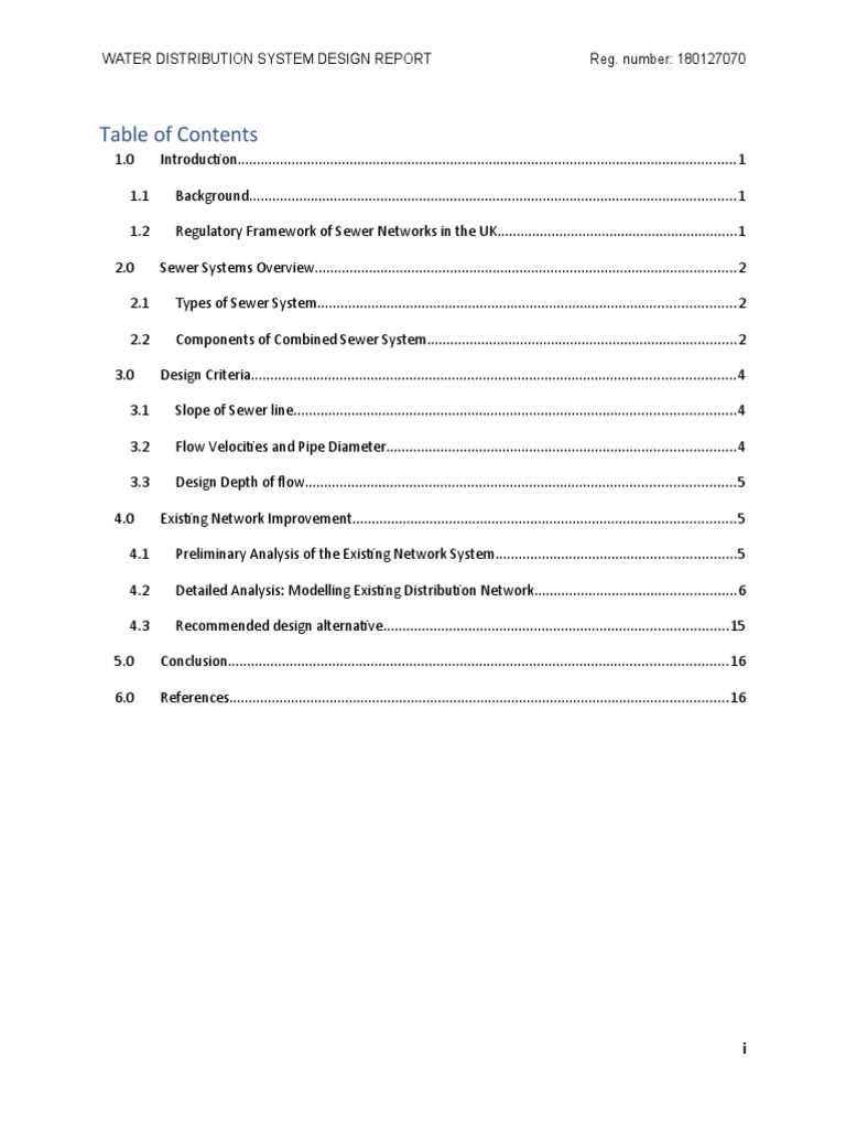 Water Distribution System Design Report Reg. Number 180127070