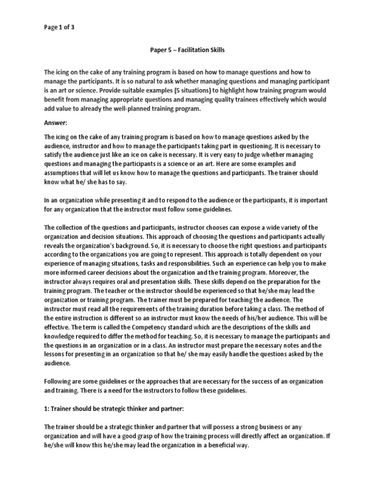 Paper 5 - Facilitation Skills | Download Free PDF | Learning | Facilitator