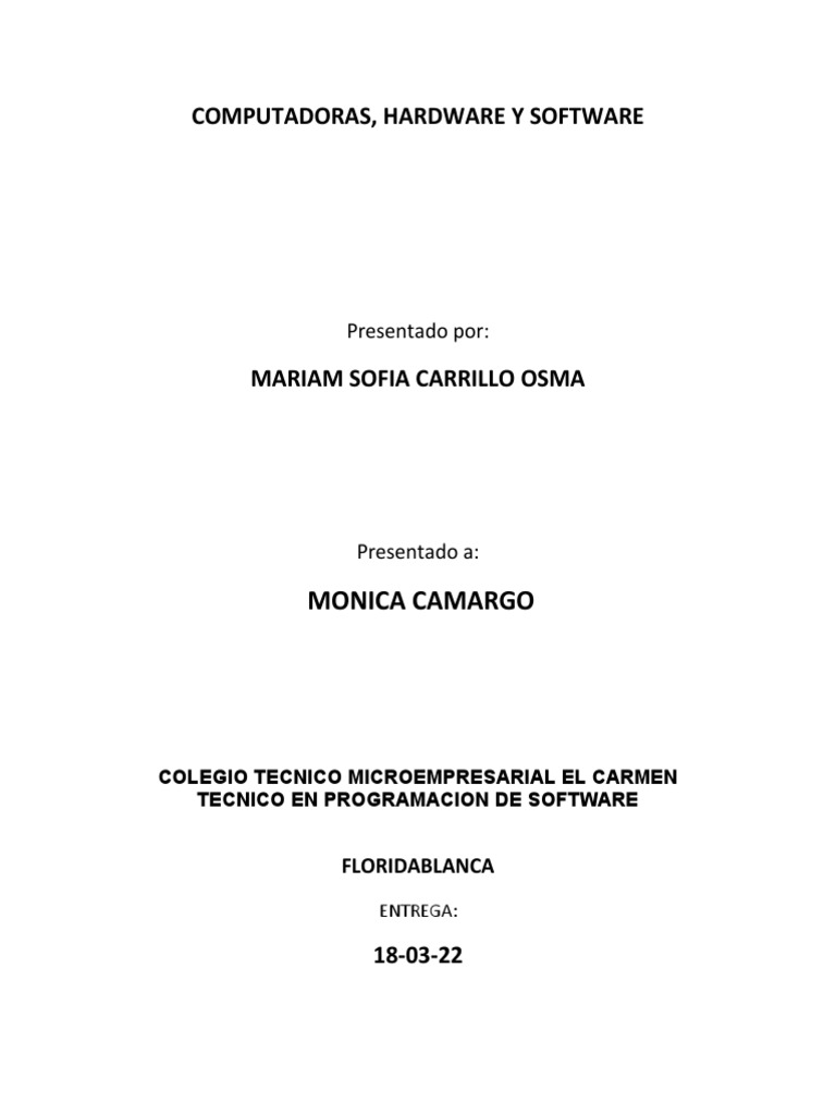Computadoras, Hardware y Software | PDF | Hardware de la computadora ...