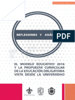 El Modelo Educativo 2016 y La Propuesta Curricular de La Educación Obligatoria Vista Desde La Universidad