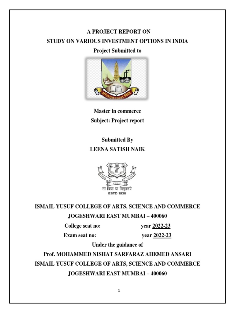 A Study On Various Investment Options In India Pdf Investing