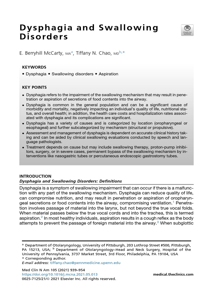 Dysphagia: Impacts and Management | PDF | Esophagus | Gastroesophageal ...