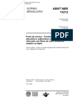 NBR 13212 - Posto de Serviço - Construção de Tanque Atmosférico Subterrâneo em Resina Termofixa Reforçada Com Fibras de Vidro, de Parede Simples Ou Dupla