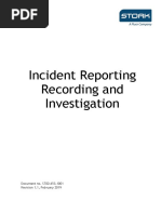 Incident Reporting Recording and Investigation