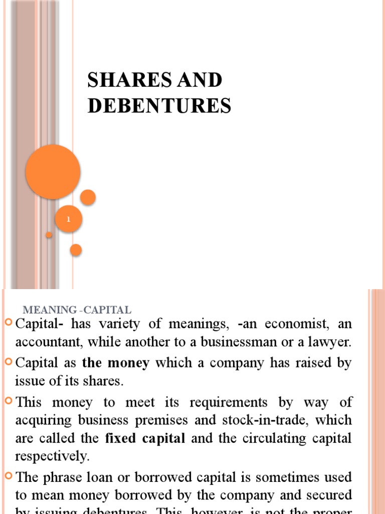 Capital Shares and Debentures | PDF | Dividend | Preferred Stock