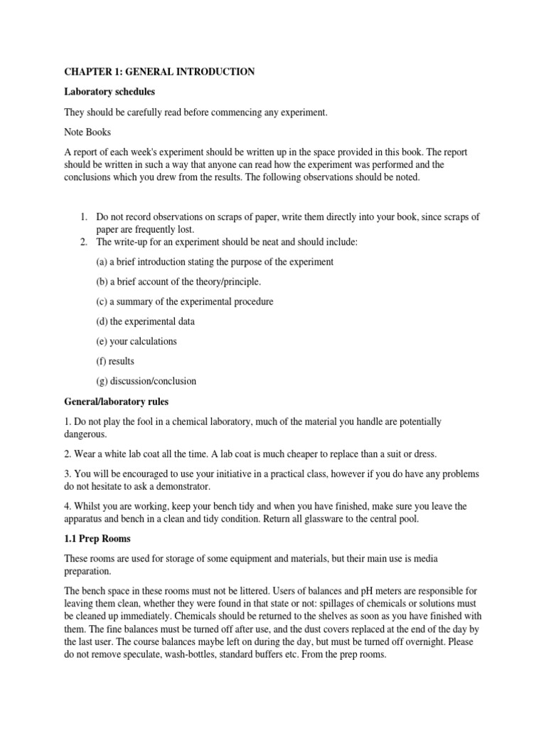Laboratory Safety and Experiment Guidelines | PDF | Ph | Acid ...