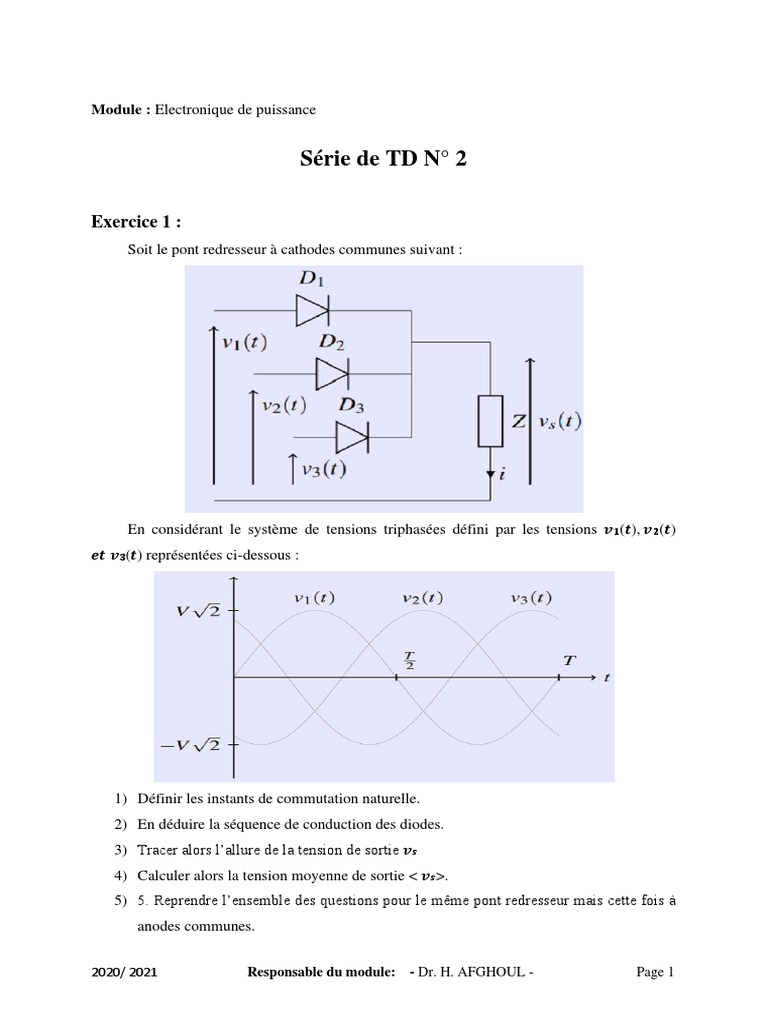 Exercices sur l'électronique de puissance | PDF | Méthodes et ...