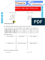 Suma y Resta de Decimales para Quinto de Primaria