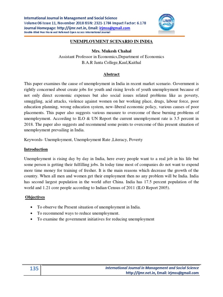 Unemployment Challenges in India 2018 | PDF | Unemployment ...